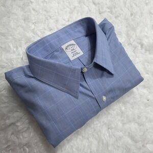 Brooks Brothers Regent Fit Dress Shirt Blue Glenn Check Size 17 4/5 Office New!